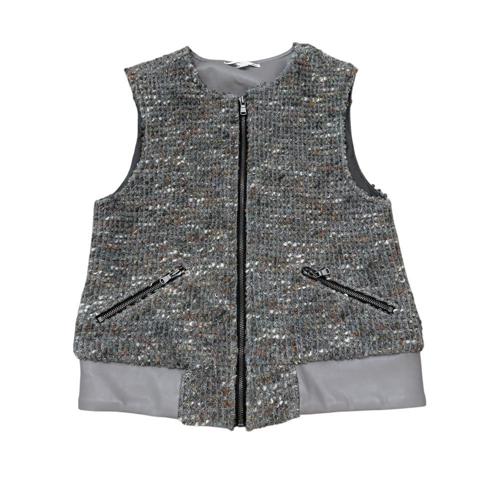 Drew Gray Grey Marled Wool Blend Zip Up Vest Size M